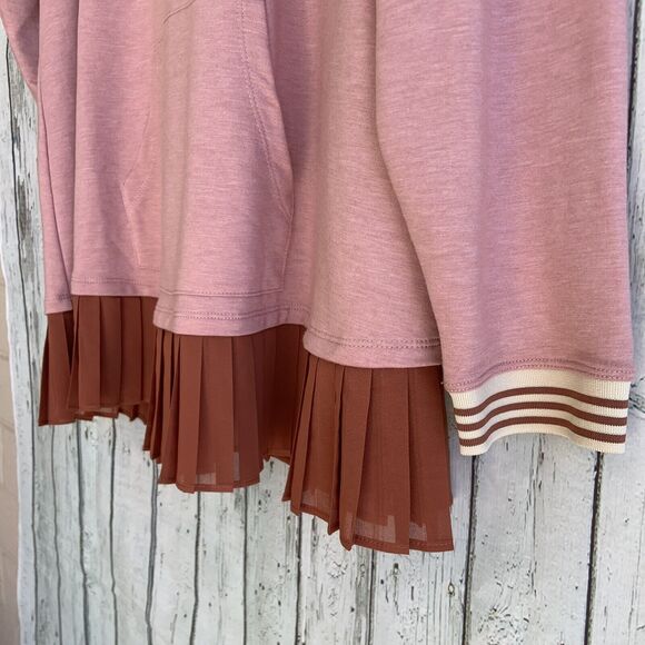 LOGO by LORI GOLDSTEIN French Terry Hoodie With Chiffon Trim Size 1X Pullover - Picture 4 of 13